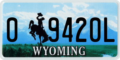 WY license plate 09420L