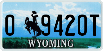 WY license plate 09420T