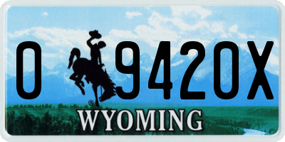 WY license plate 09420X