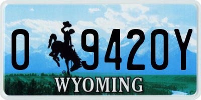 WY license plate 09420Y