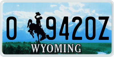 WY license plate 09420Z