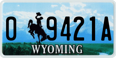 WY license plate 09421A