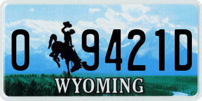 WY license plate 09421D