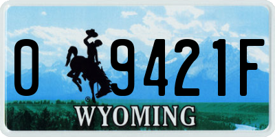 WY license plate 09421F