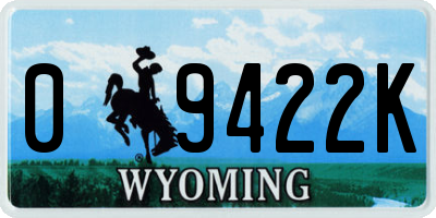 WY license plate 09422K