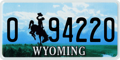 WY license plate 09422O