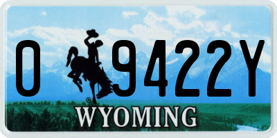 WY license plate 09422Y
