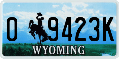 WY license plate 09423K