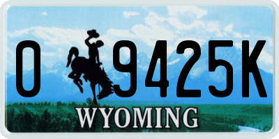 WY license plate 09425K