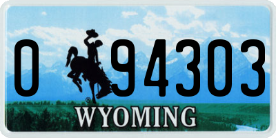 WY license plate 094303