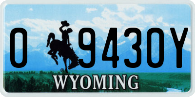 WY license plate 09430Y