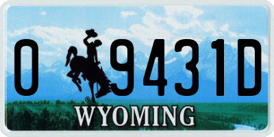 WY license plate 09431D