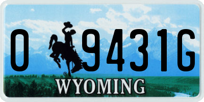 WY license plate 09431G