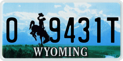 WY license plate 09431T