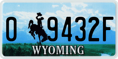 WY license plate 09432F