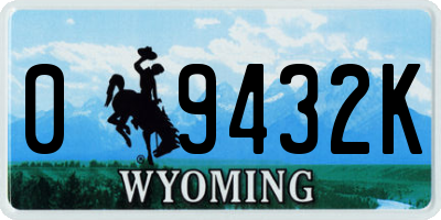 WY license plate 09432K