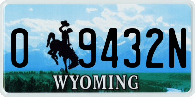 WY license plate 09432N