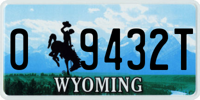 WY license plate 09432T