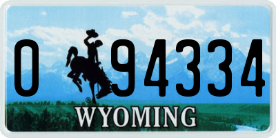 WY license plate 094334