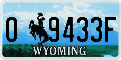 WY license plate 09433F