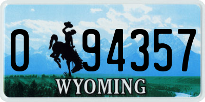 WY license plate 094357