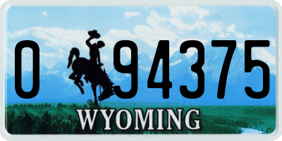 WY license plate 094375