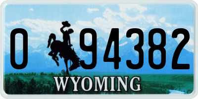 WY license plate 094382