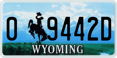 WY license plate 09442D