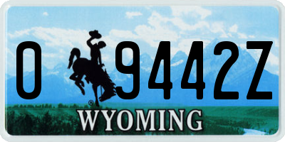 WY license plate 09442Z
