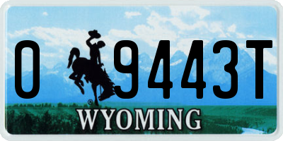 WY license plate 09443T