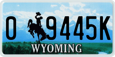 WY license plate 09445K