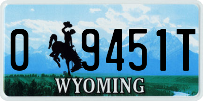 WY license plate 09451T