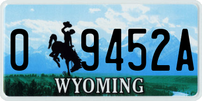 WY license plate 09452A