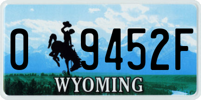 WY license plate 09452F