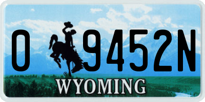 WY license plate 09452N