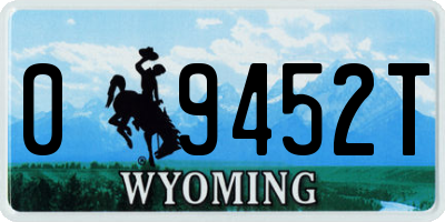 WY license plate 09452T
