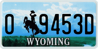 WY license plate 09453D