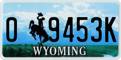 WY license plate 09453K