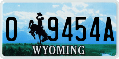 WY license plate 09454A