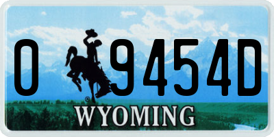 WY license plate 09454D