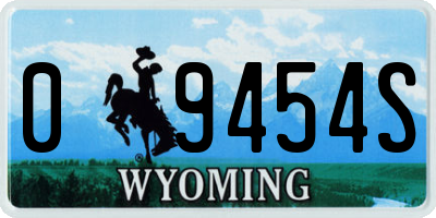 WY license plate 09454S
