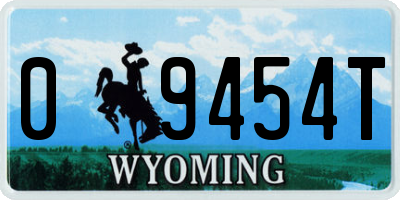 WY license plate 09454T