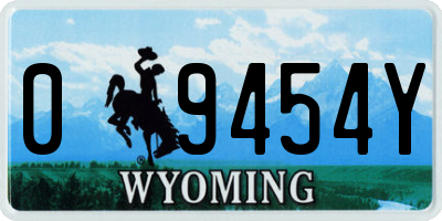 WY license plate 09454Y