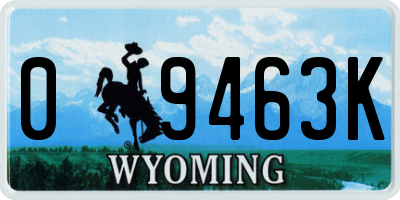 WY license plate 09463K