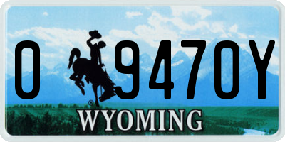 WY license plate 09470Y