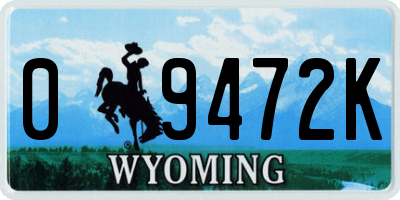 WY license plate 09472K