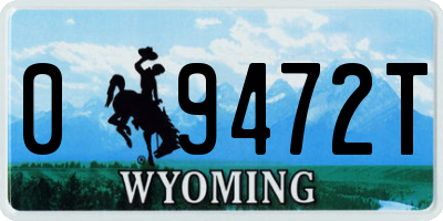 WY license plate 09472T