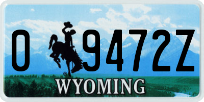 WY license plate 09472Z