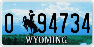 WY license plate 094734