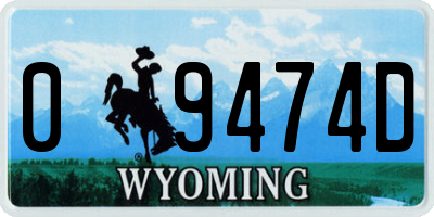WY license plate 09474D